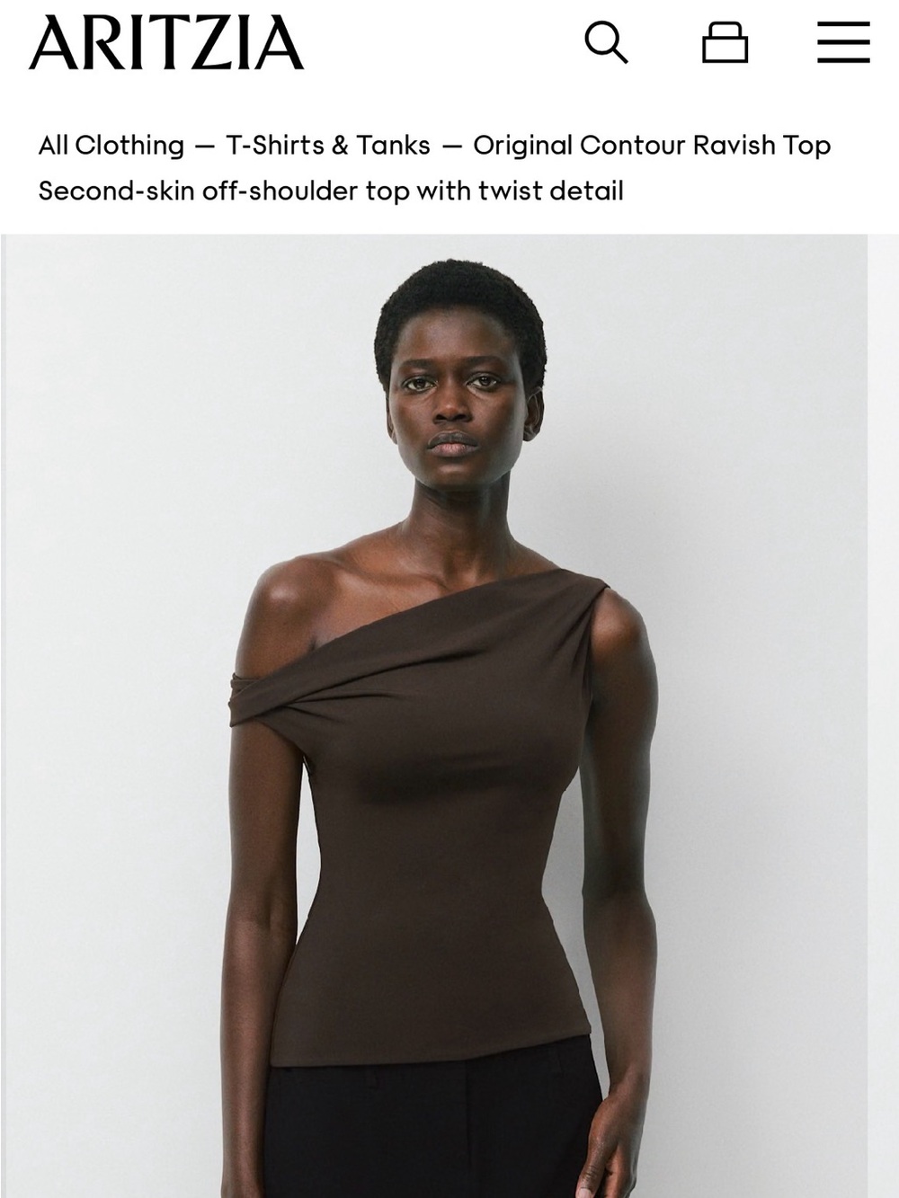 Aritzia One-Shoulder Contour Camisole — Brown